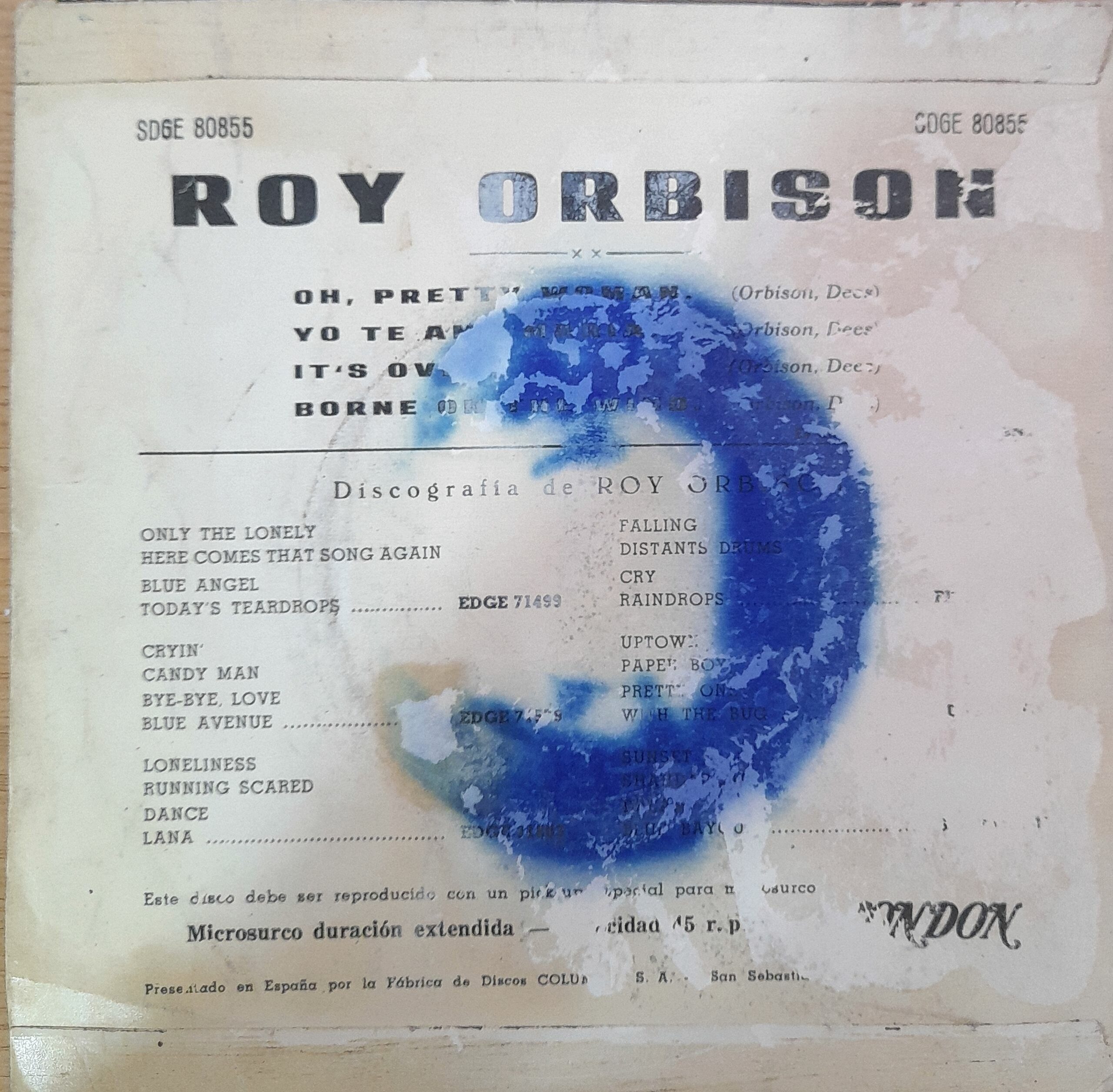 Roy Orbison: “Oh, Pretty Woman". 7" EP - Imagen 2