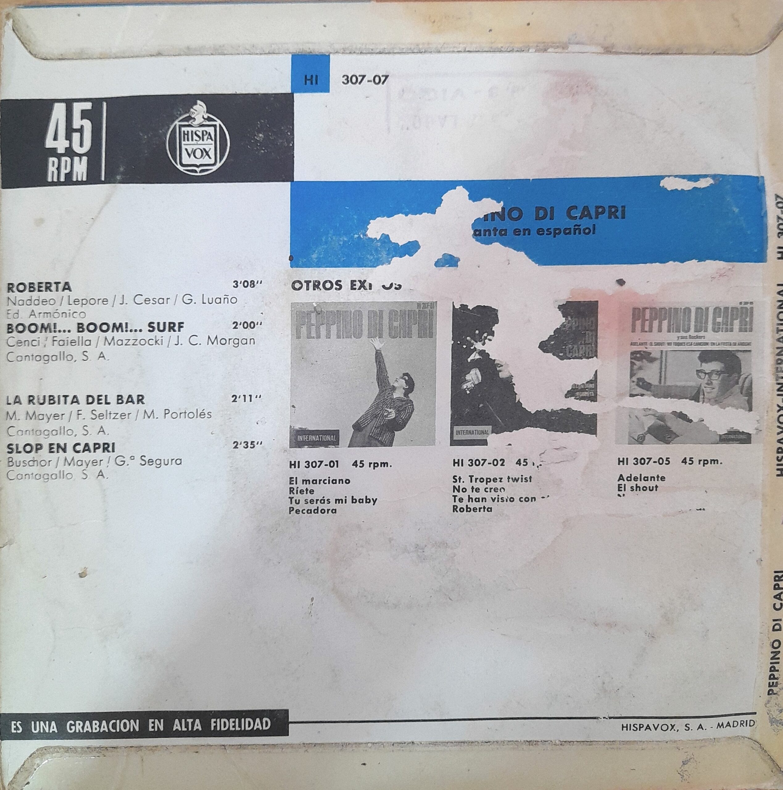 Peppino di Capri: “Canta en Español”. 7" EP - Imagen 2