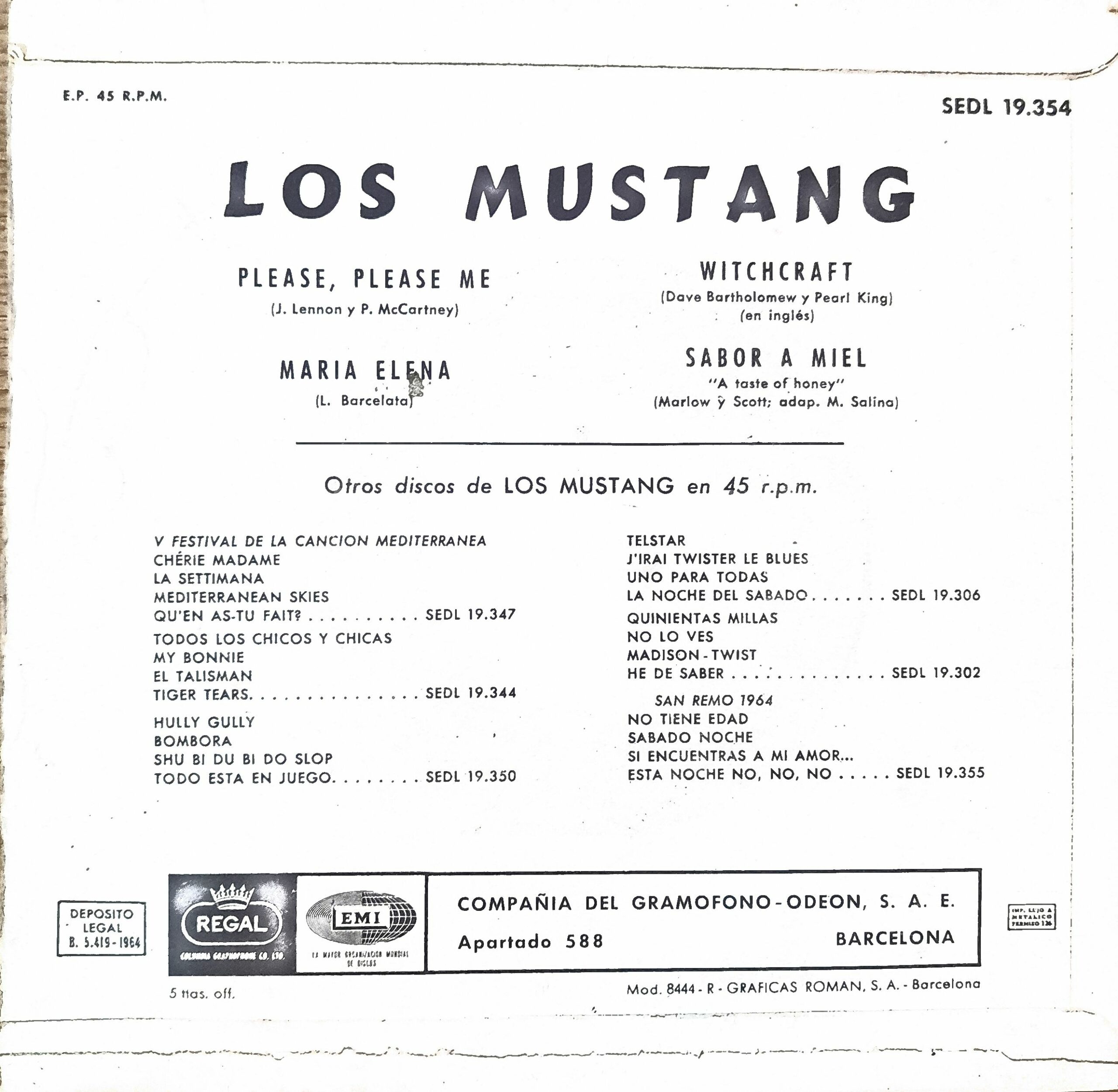 Los Mustang, "Please Please Me". 7" EP - Imagen 2