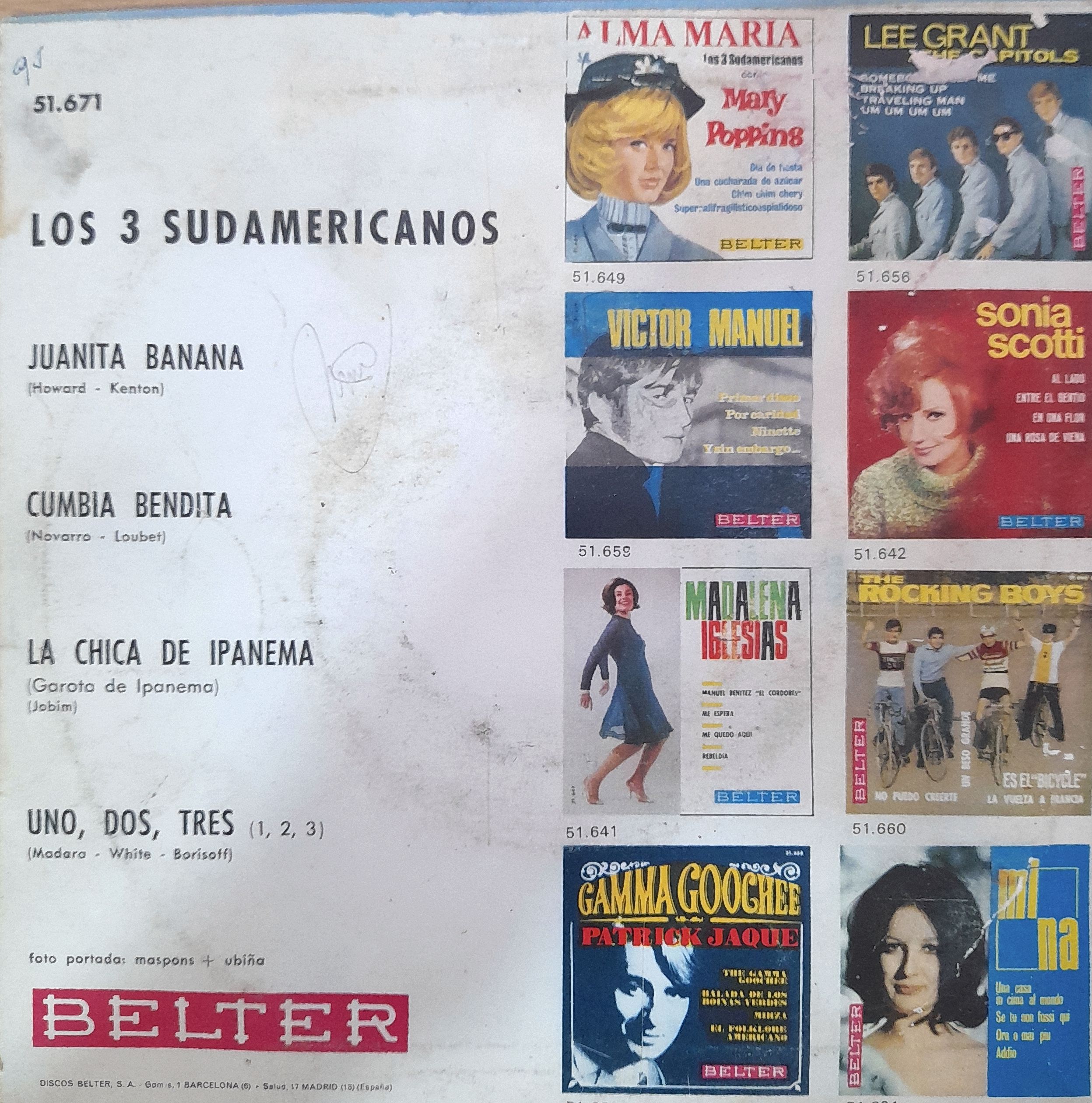 Los 3 Sudamericanos - Juanita Banana 7" EP - Imagen 3