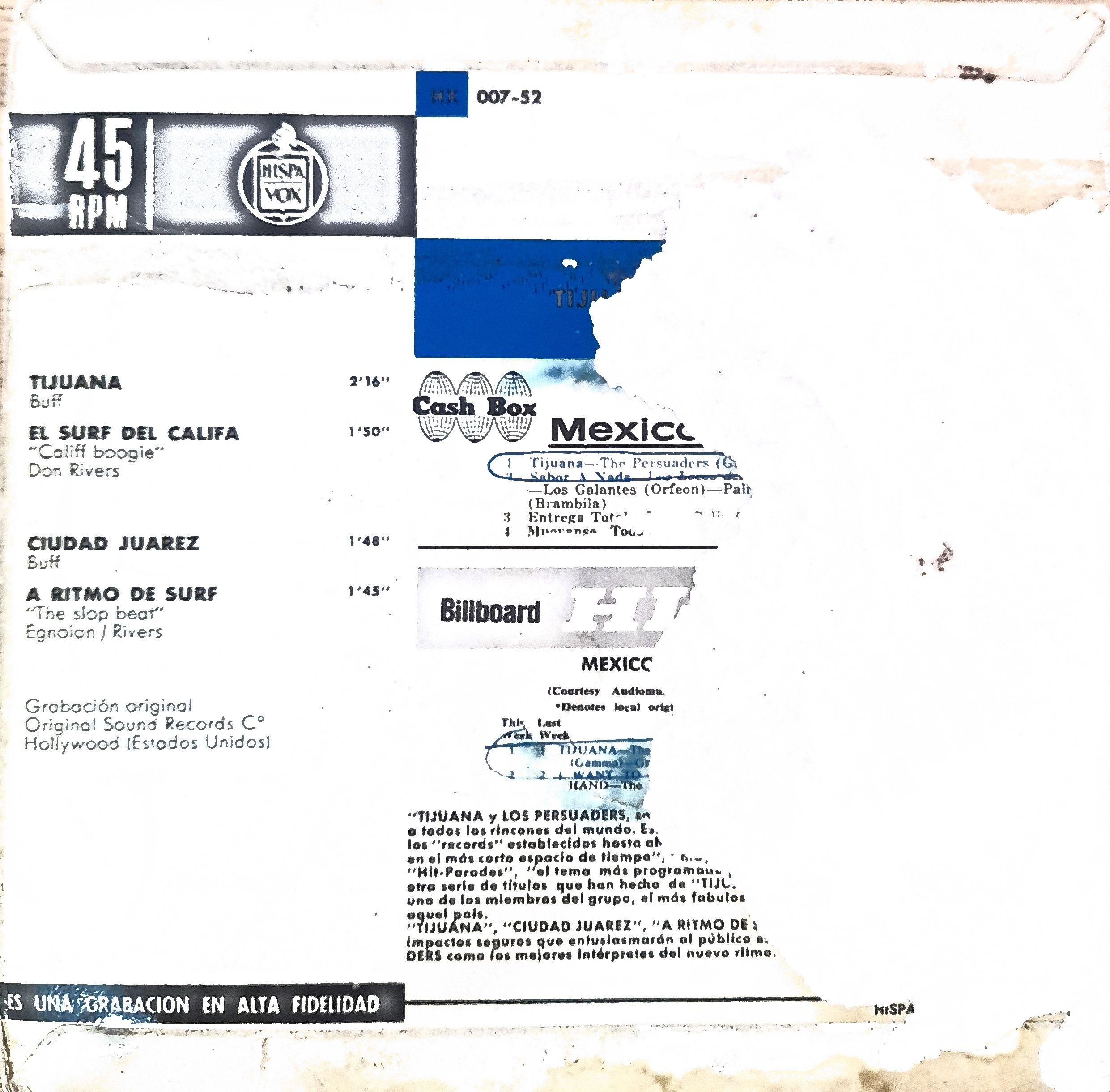 Los Persuaders: “Tijuana”, 7" EP - Imagen 2