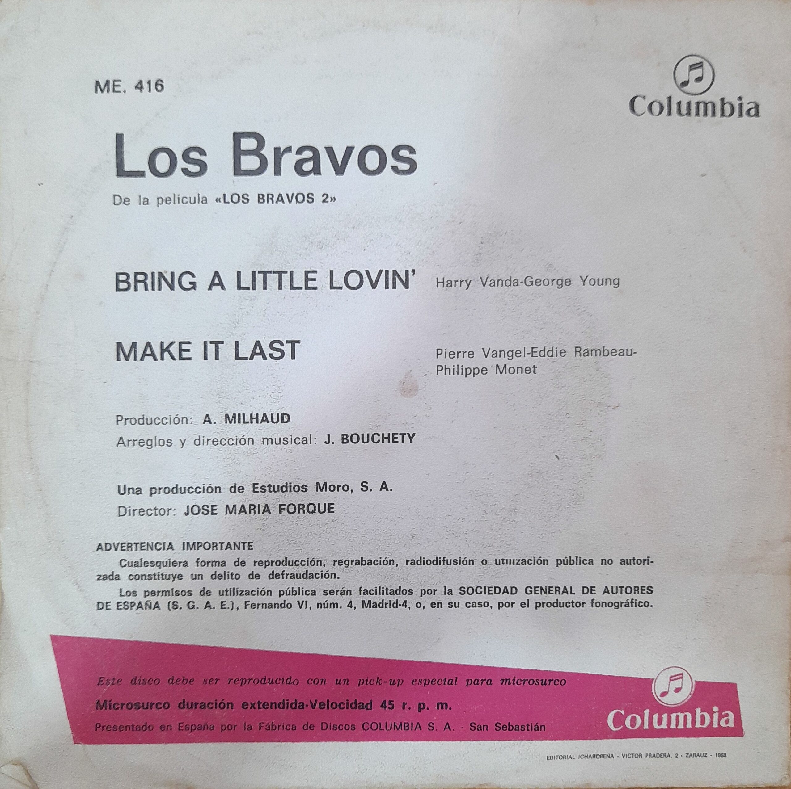 Los Bravos. 7" EP - Imagen 2