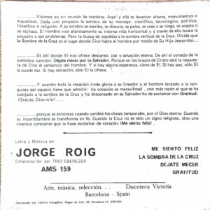 Jorge Roig: "Déjate Mecer, Gratitud, Me Siento Feliz y La Sombra de la Cruz". 7" EP