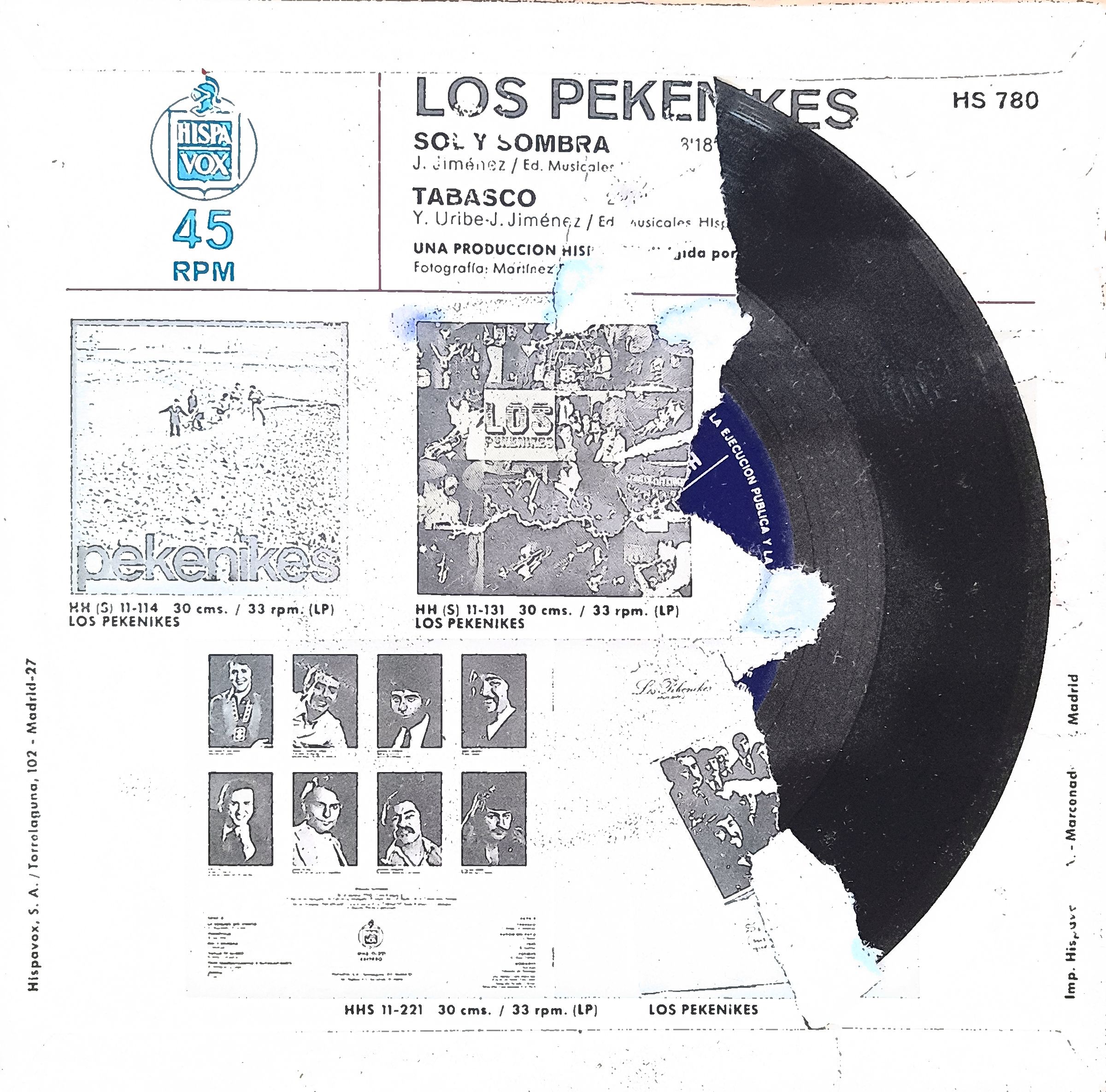Los Pekenikes: "Sol y Sombra/Tabasco". 7" EP - Imagen 2