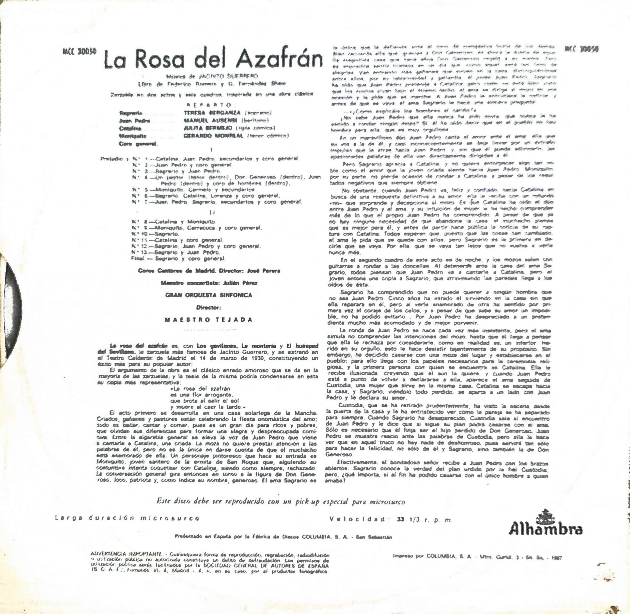 La Rosa del Azafrán. 12" LP - Imagen 2