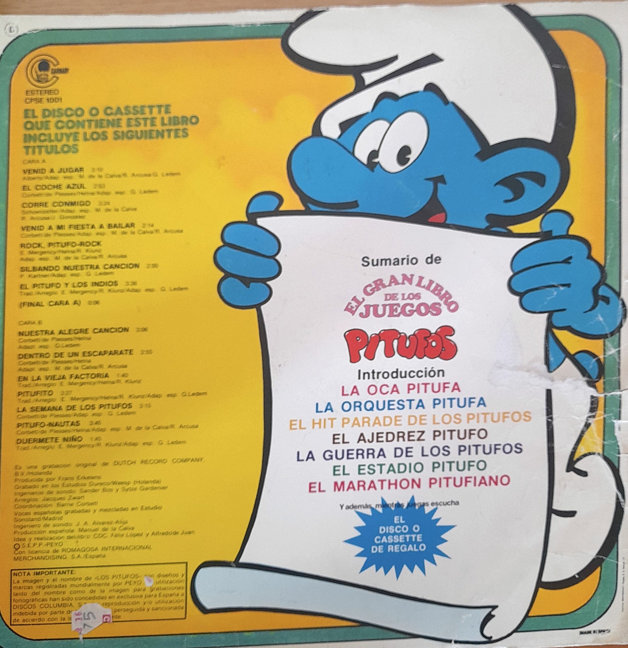 El Gran Libro de los Juegos – Los Pitufos. 12" LP