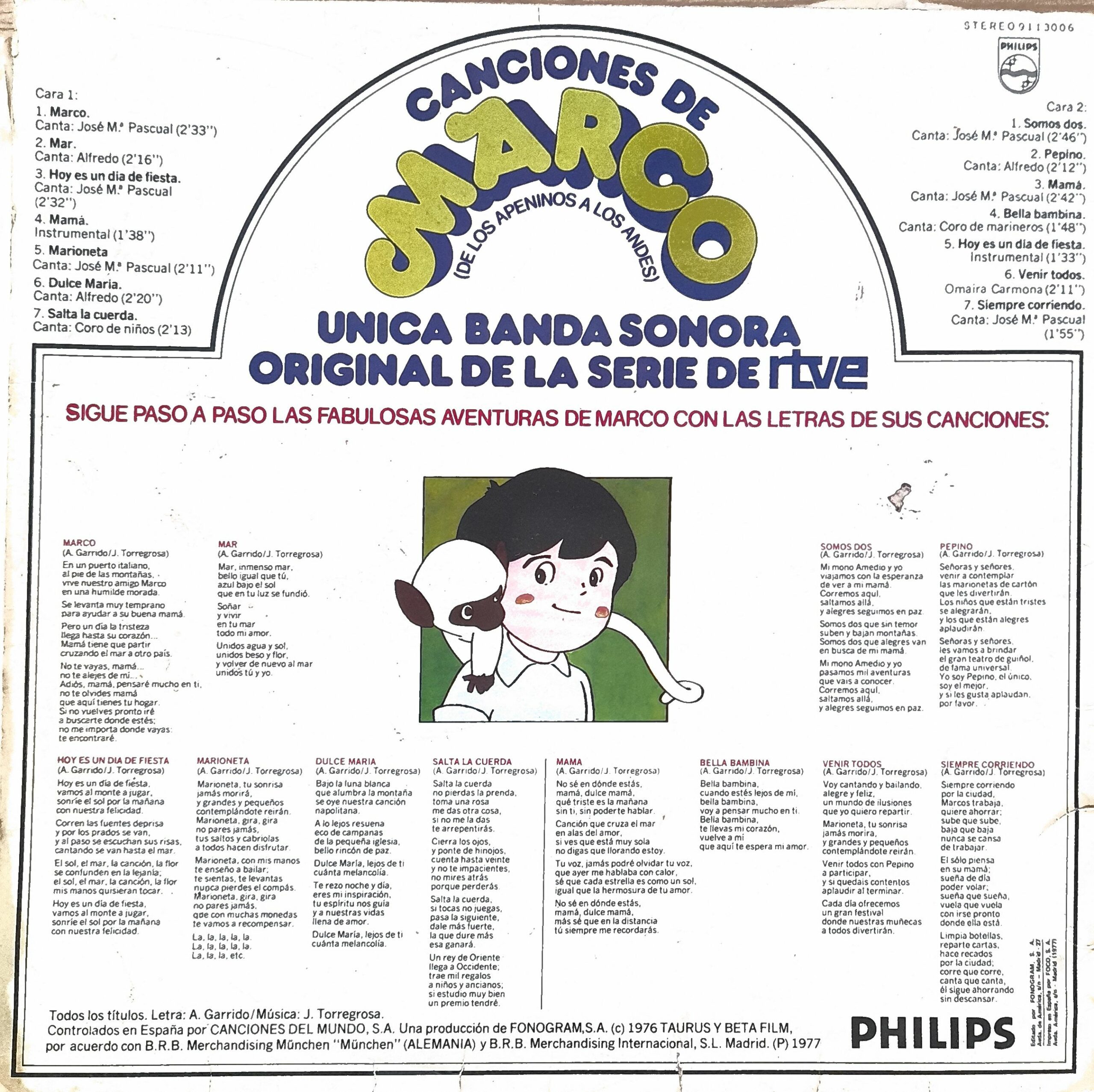 Canciones de Marco. 12" LP - Imagen 2